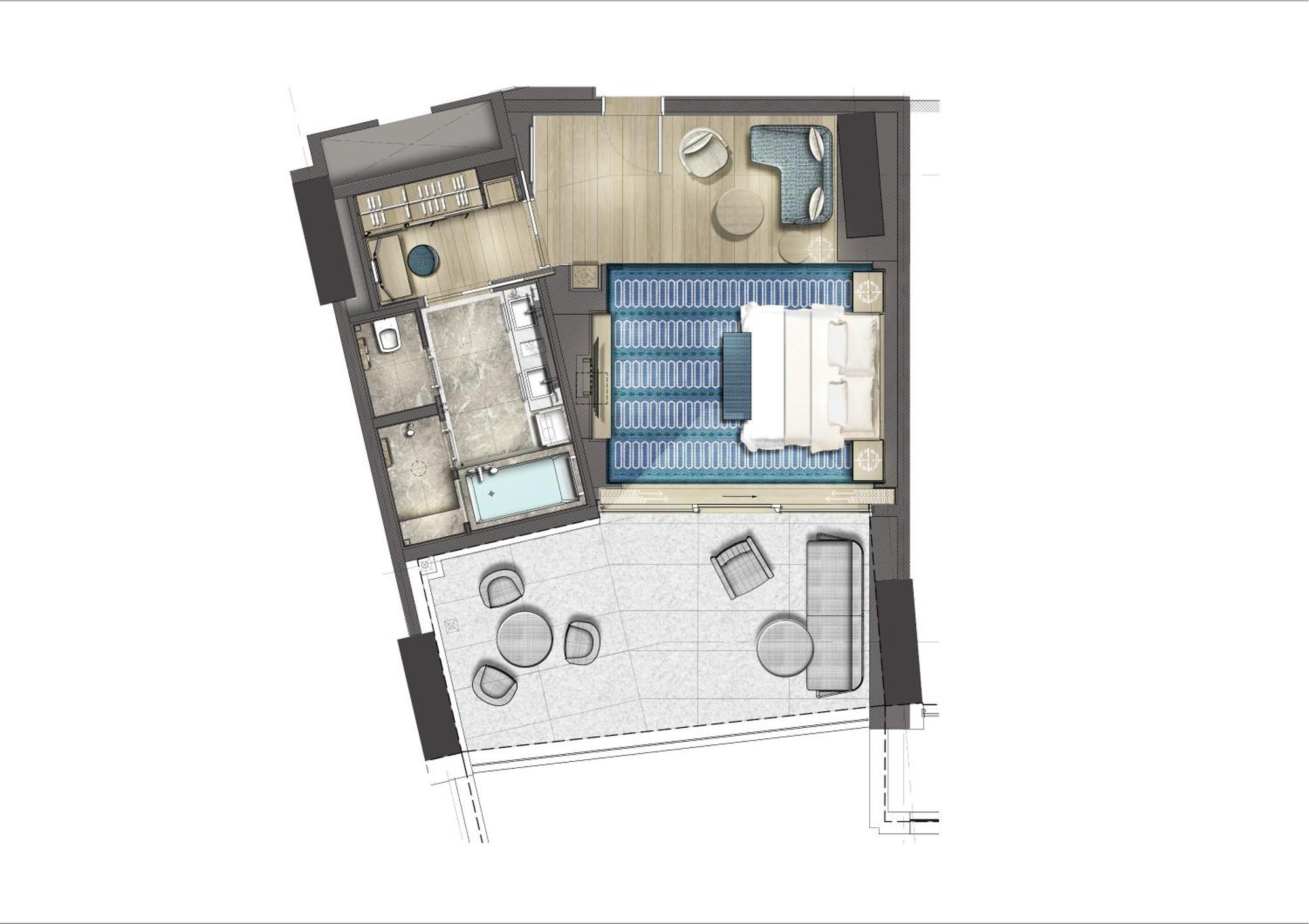 City Of Dreams Mediterranean - Integrated Resort, Casino & Entertainment Limassol Phòng bức ảnh Floorplan of a typical apartment